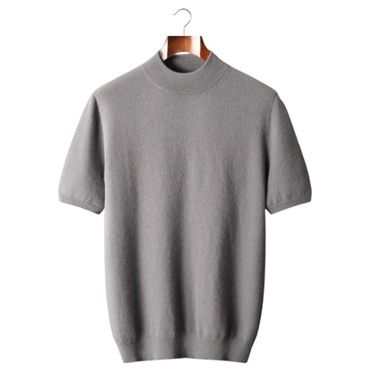 100% CASHMERE MOCK NECK T-SHIRT