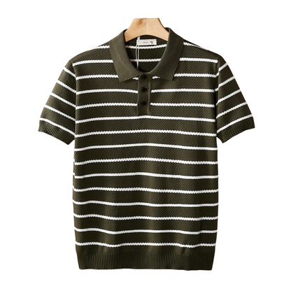 STRIPED TEXTURED BUTTON POLO