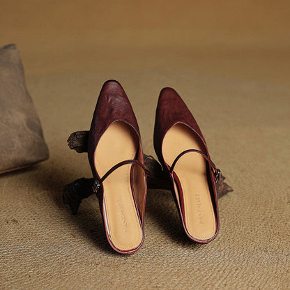 Talia Genuine Leather Mules