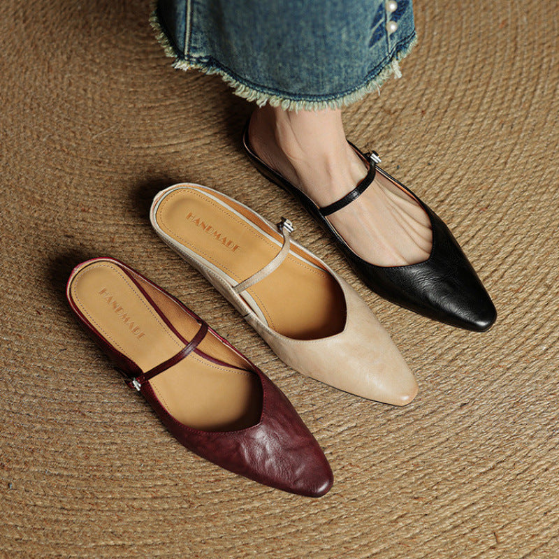 Talia Genuine Leather Mules
