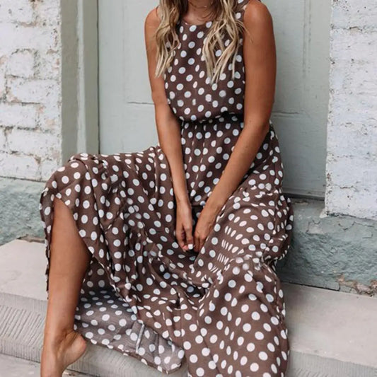 Debbie™ | Polka-Dot Chic Maxi Dress