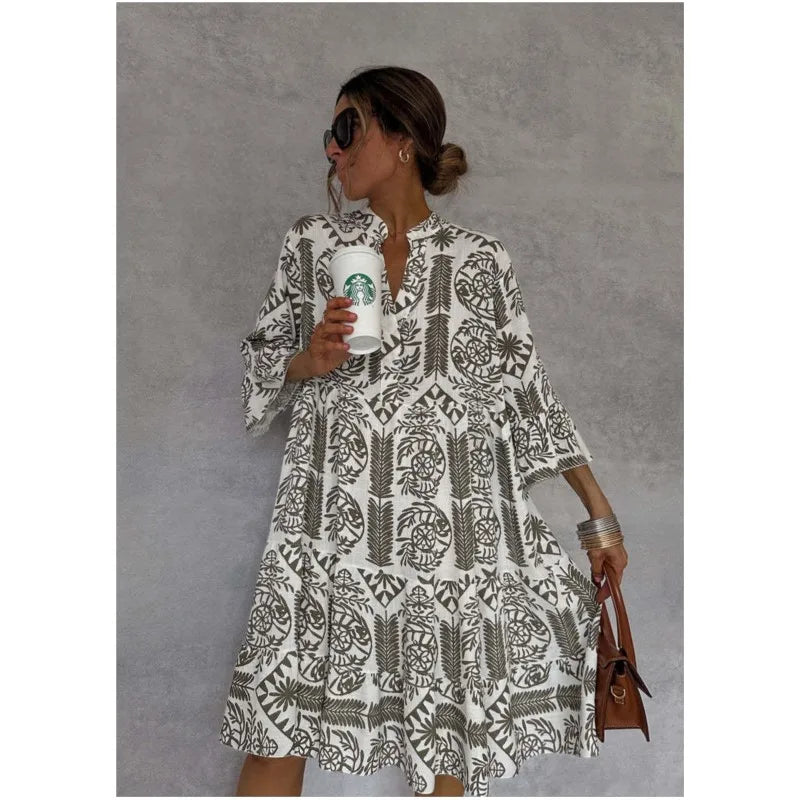 Irish™ | Elegant V‑Neck Printed Dress