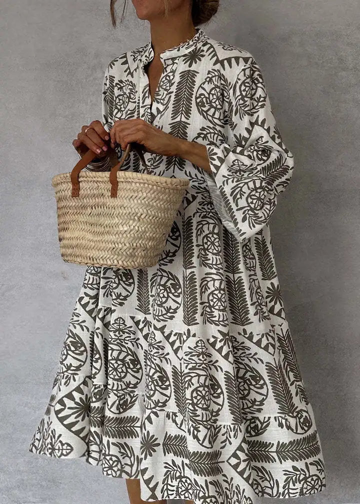 Irish™ | Elegant V‑Neck Printed Dress