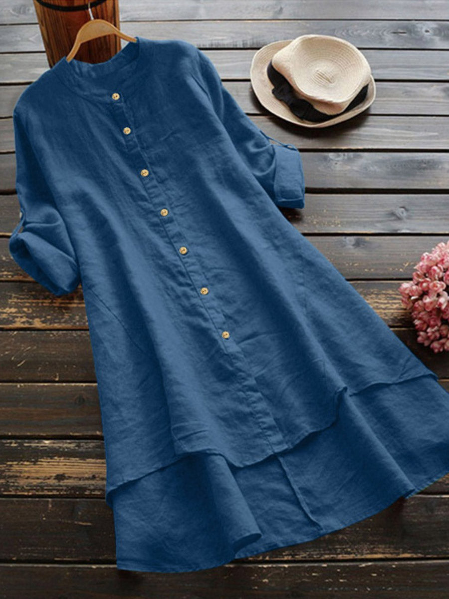 Haleena - Casual Linen Shirt Dress