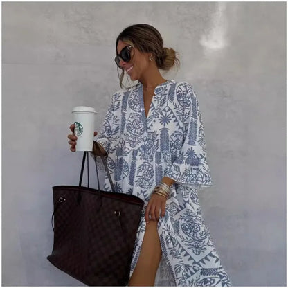 Irish™ | Elegant V‑Neck Printed Dress