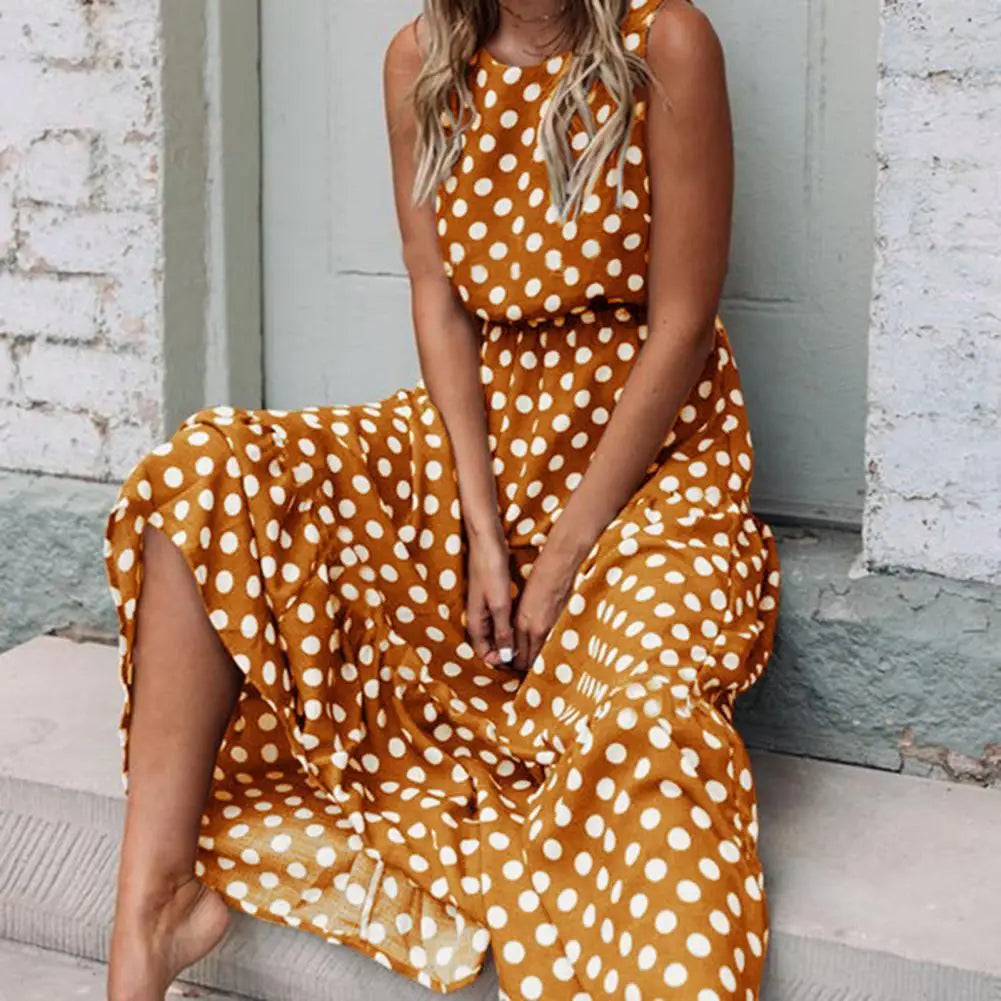 Debbie™ | Polka-Dot Chic Maxi Dress