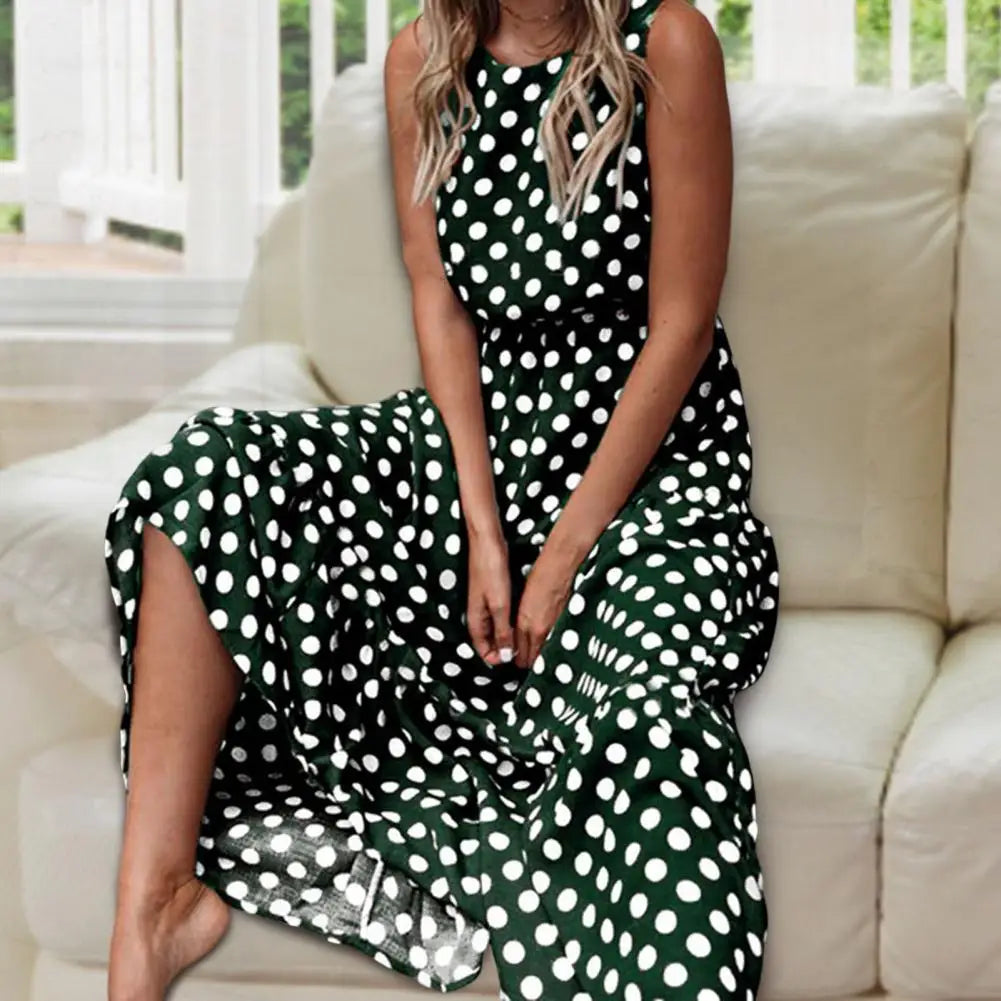 Debbie™ | Polka-Dot Chic Maxi Dress