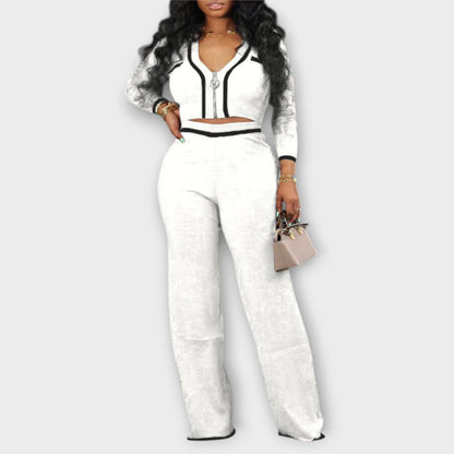 Ava - Ribbed V-Neck 2-Piece Lounge Set