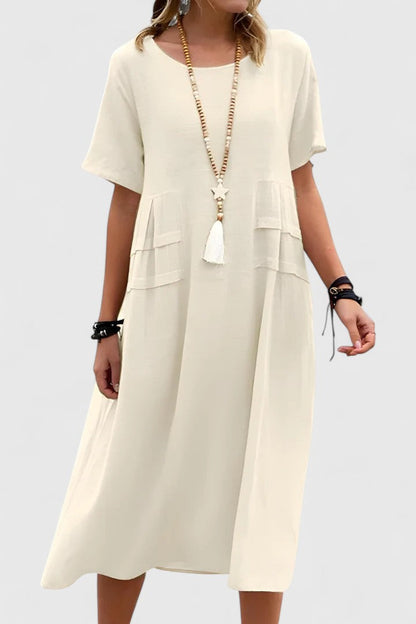 Aurelia™ | Loose Short-Sleeve Pocket Midi Dress