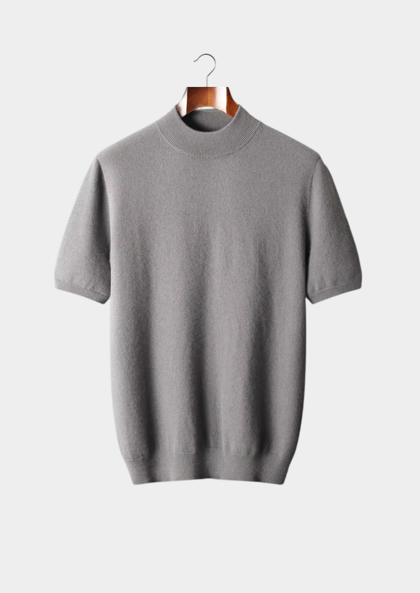 100% CASHMERE MOCK NECK T-SHIRT