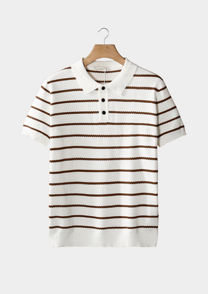 STRIPED TEXTURED BUTTON POLO