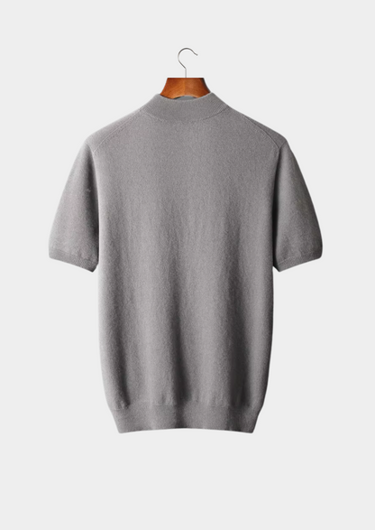 100% CASHMERE MOCK NECK T-SHIRT