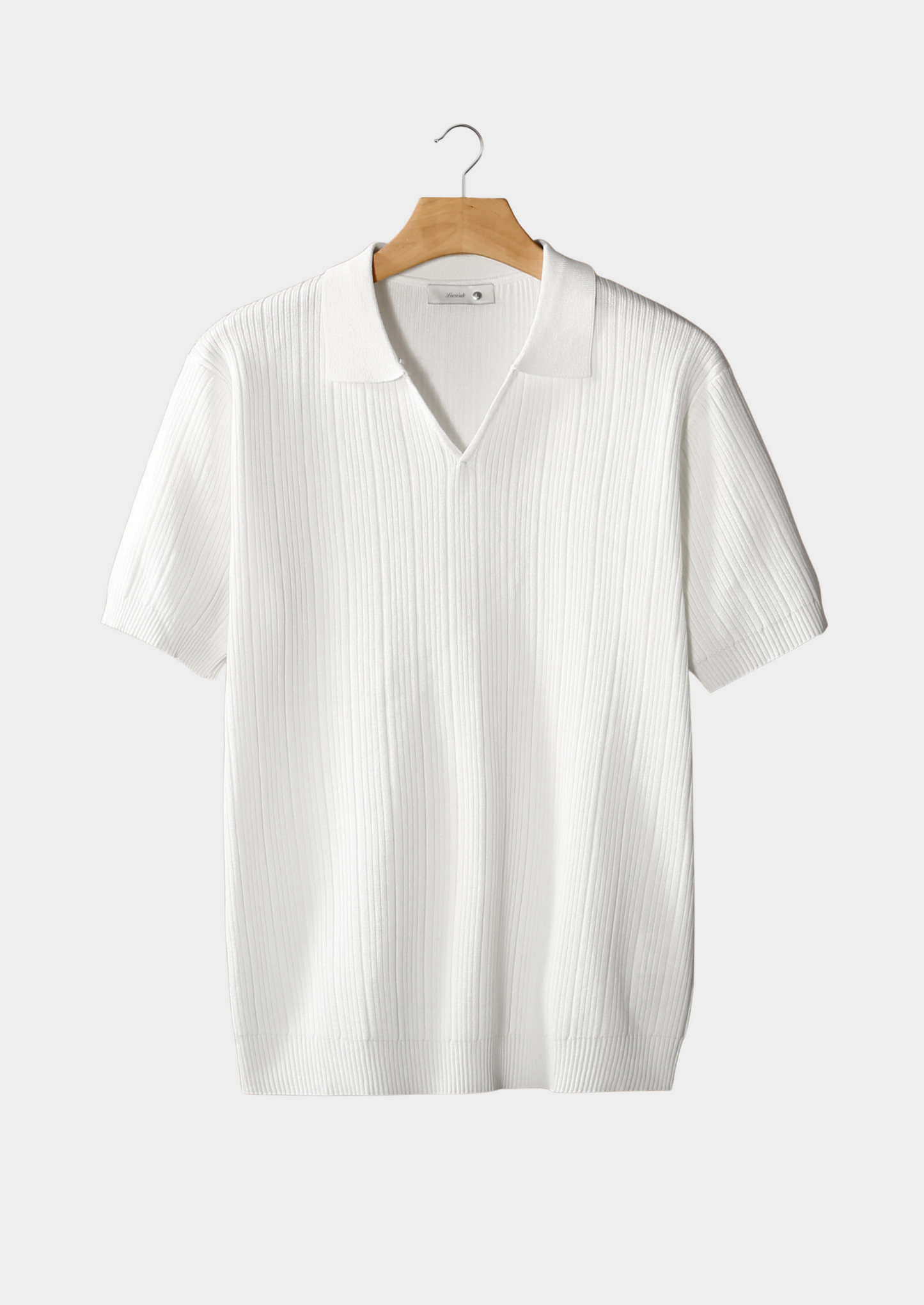 OPEN COLLAR RIBBED POLO