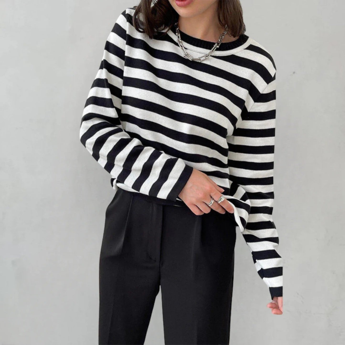Umbra – Classic Long Sleeve Striped T-Shirt for Women