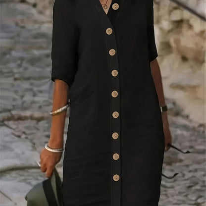Sarah™ | Button-Down Linen Shirt Dress