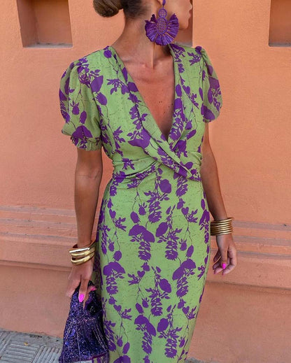 Via™ | Sophisticated V‑Neck Luxe Dress