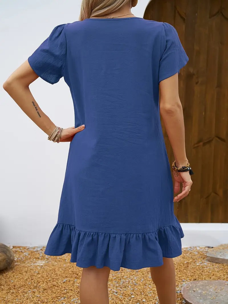 Kelly™ | Ruffle Sleeve V-Neck Dress