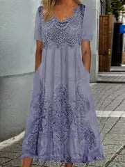 Aureline™ | Elegant Lace Detail Maxi Dress