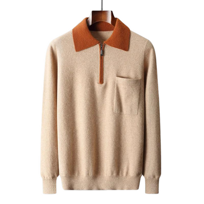 Daura™ | 100% CASHMERE POLO ZIP UP