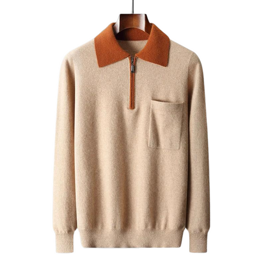 Daura™ | 100% CASHMERE POLO ZIP UP