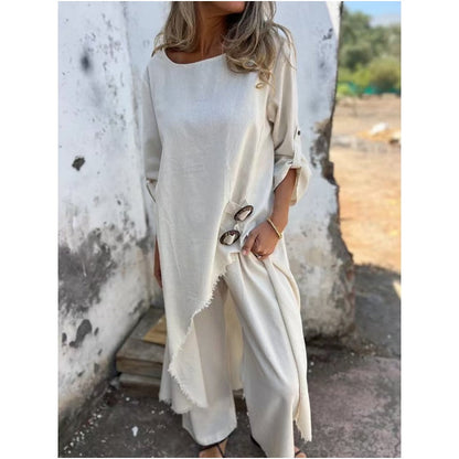 New Cotton-Linen Dress + Pants - Comfortable Two-Piece Set